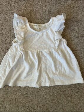 PLAY UP White flutter Ruffle Sleeve T-Shirt toddler 3T cotton